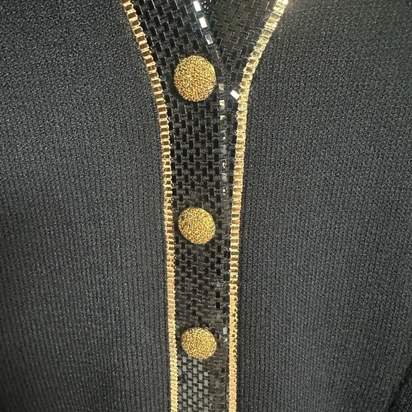 NWT St. John Evening VTG 1999 Black & Gold Embellished Trim Long Blazer Jacket - Picture 3 of 6